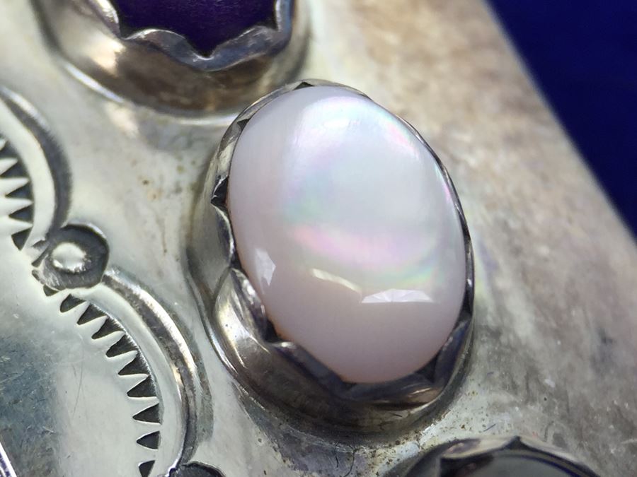 Vintage Sterling Silver Navajo Multi Stone Garnet Earrings Signed B. CHEE 'Ben Chee' [Photo 14]