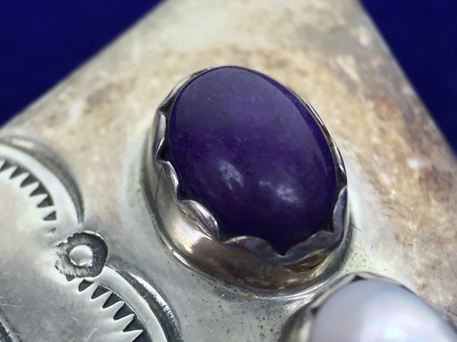 Vintage Sterling Silver Navajo Multi Stone Garnet Earrings Signed B. CHEE 'Ben Chee' [Photo 13]