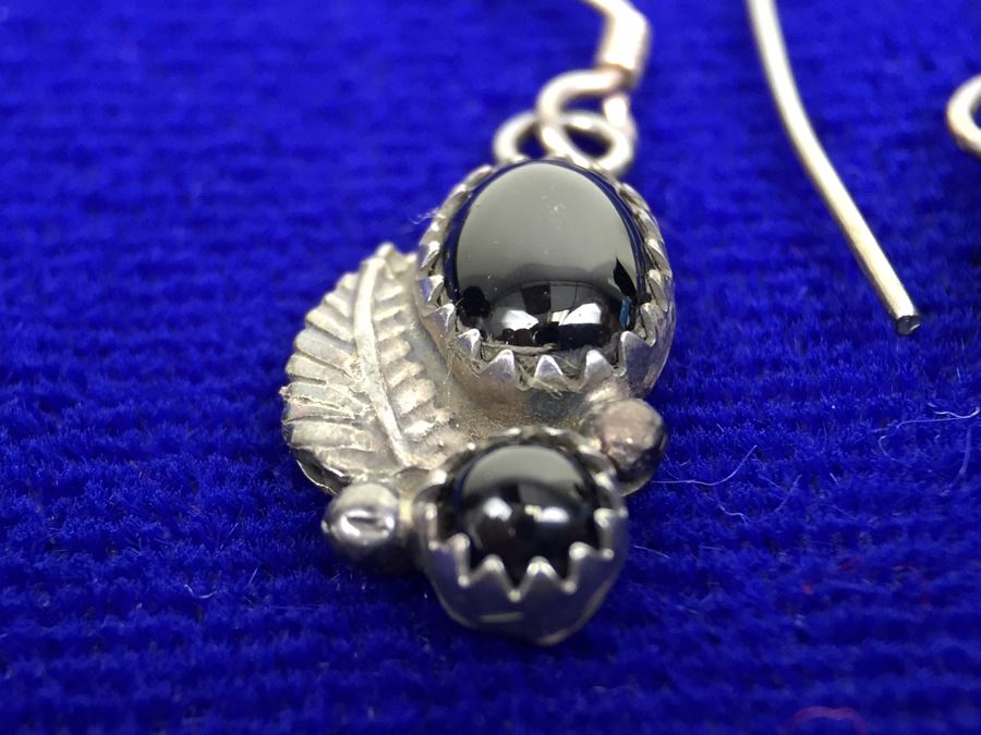 Vintage Sterling Silver And Black Onyx Navajo Earrings Signed RB Sterling 'Robert Becenti' [Photo 7]