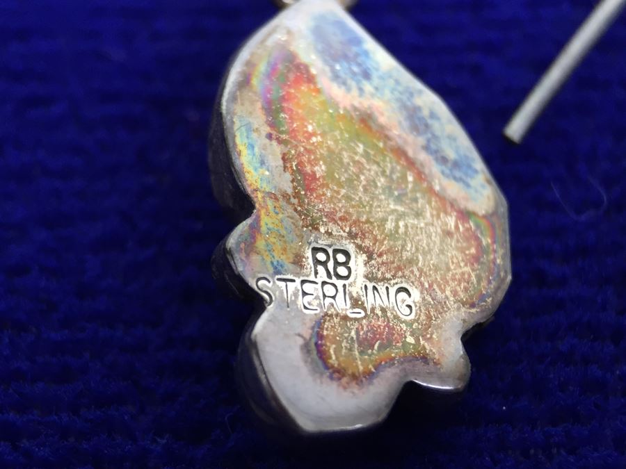 Vintage Sterling Silver And Black Onyx Navajo Earrings Signed RB Sterling 'Robert Becenti' [Photo 3]