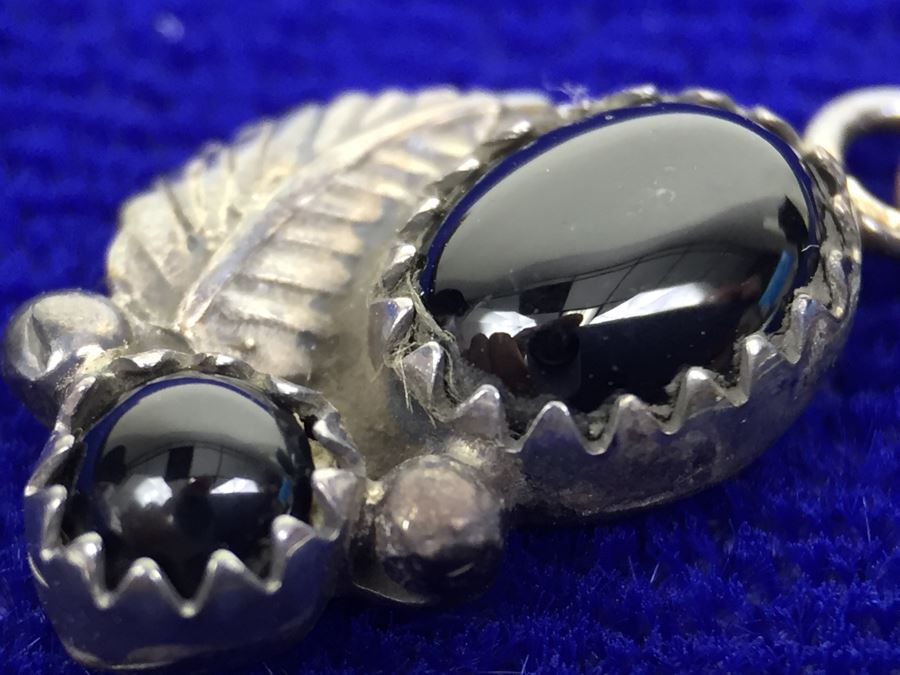 Vintage Sterling Silver And Black Onyx Navajo Earrings Signed RB Sterling 'Robert Becenti' [Photo 11]