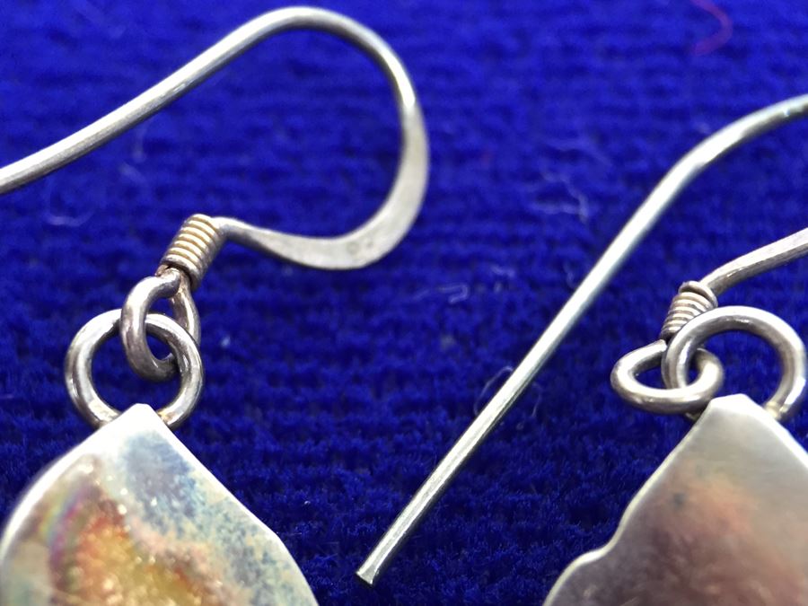 Vintage Sterling Silver And Black Onyx Navajo Earrings Signed RB Sterling 'Robert Becenti' [Photo 5]