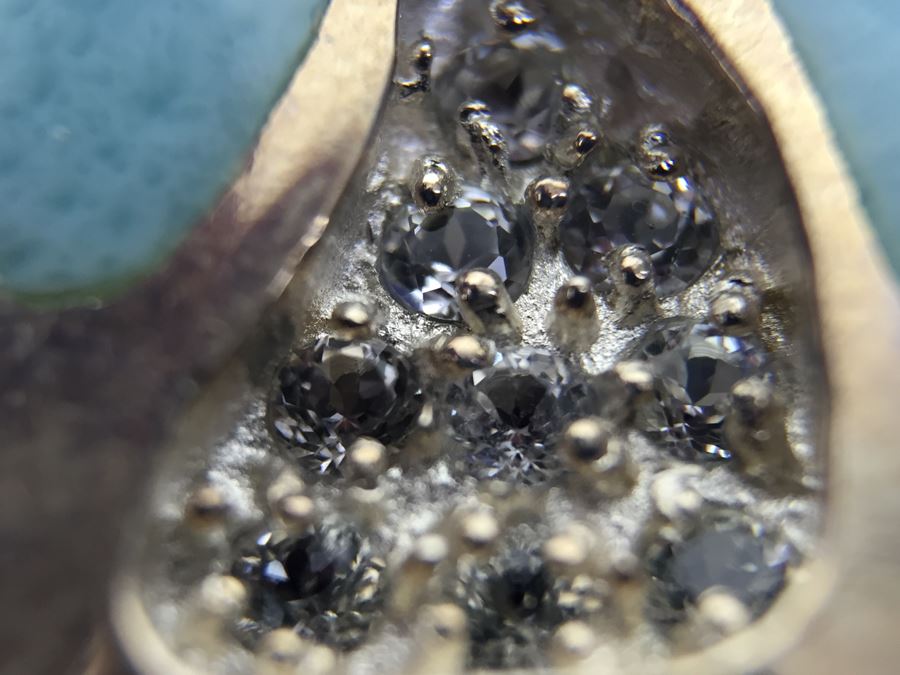 Larimar CZ Slider In Sterling Silver With Sterling Silver Necklace Signed 19g [Photo 13]