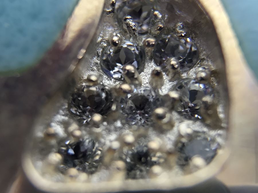 Larimar CZ Slider In Sterling Silver With Sterling Silver Necklace Signed 19g [Photo 12]