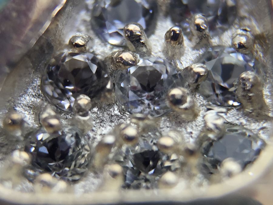 Larimar CZ Slider In Sterling Silver With Sterling Silver Necklace Signed 19g [Photo 15]