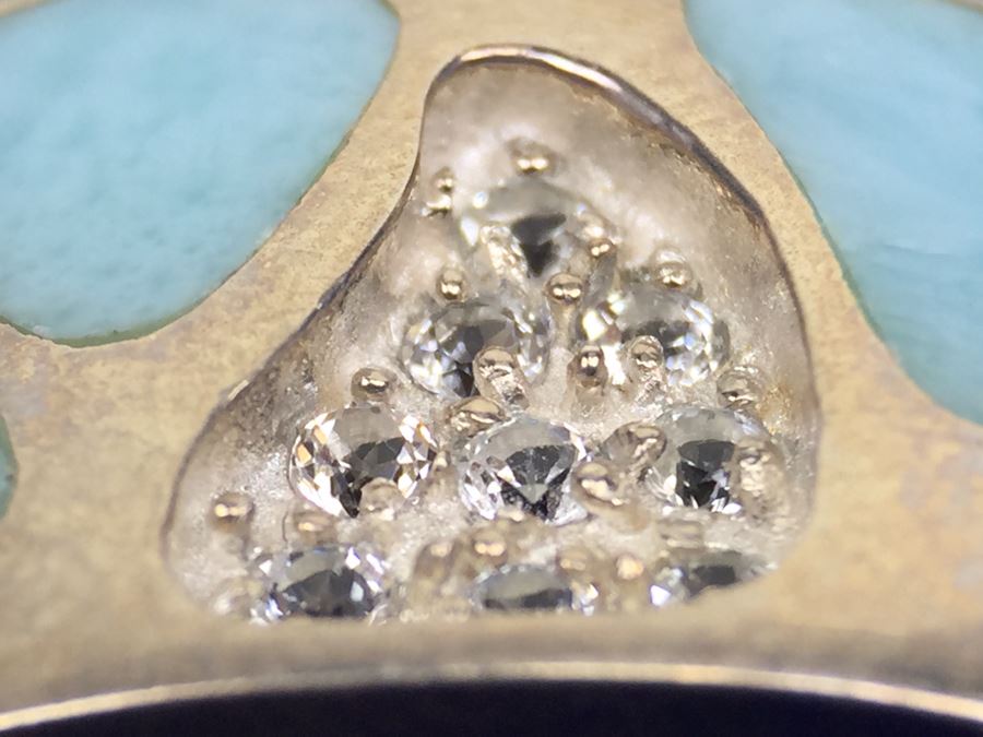 Larimar CZ Slider In Sterling Silver With Sterling Silver Necklace Signed 19g [Photo 11]