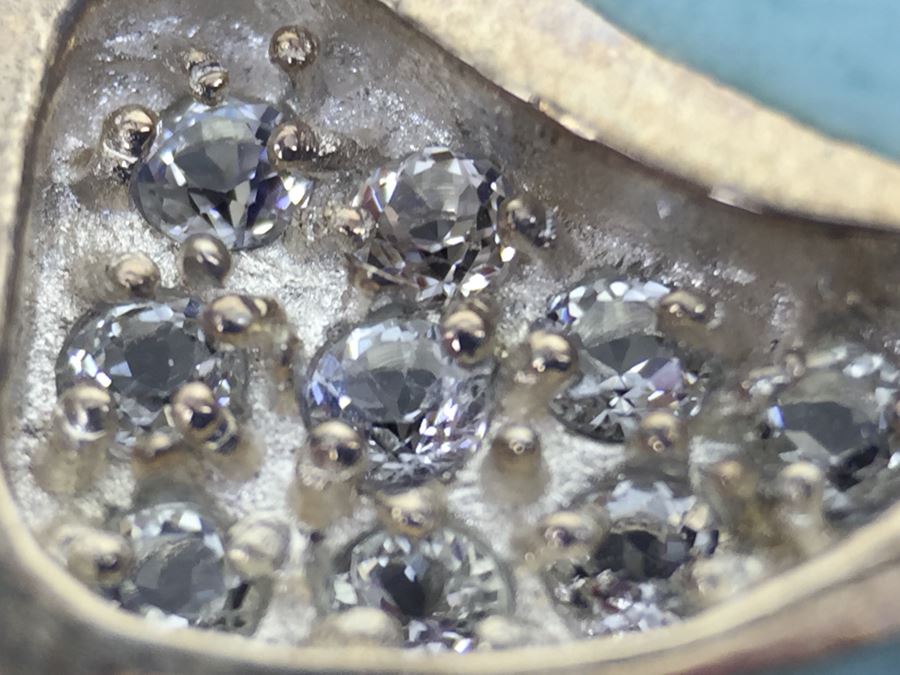 Larimar CZ Slider In Sterling Silver With Sterling Silver Necklace Signed 19g [Photo 6]