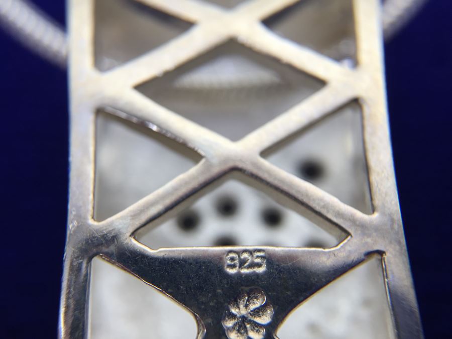 Larimar CZ Slider In Sterling Silver With Sterling Silver Necklace Signed 19g [Photo 19]