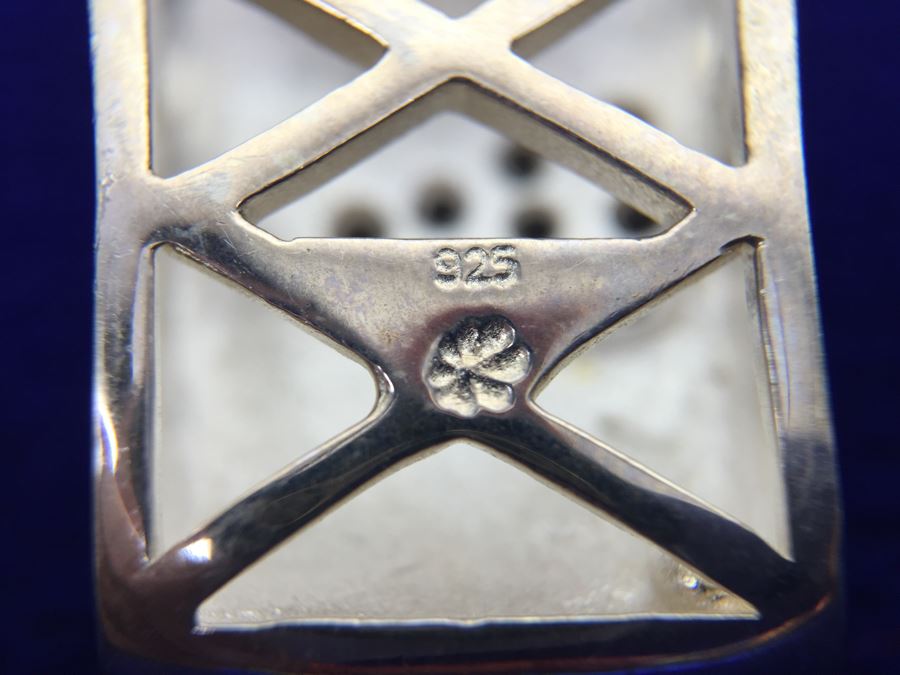 Larimar CZ Slider In Sterling Silver With Sterling Silver Necklace Signed 19g [Photo 18]