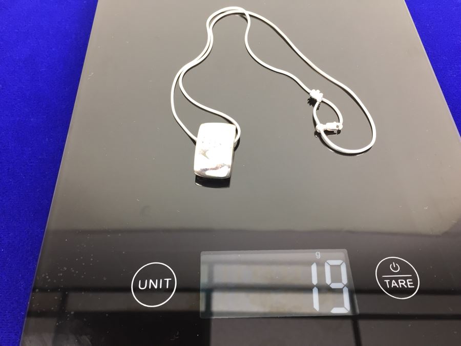 Larimar CZ Slider In Sterling Silver With Sterling Silver Necklace Signed 19g [Photo 24]