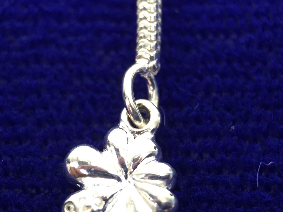 Larimar CZ Slider In Sterling Silver With Sterling Silver Necklace Signed 19g [Photo 22]