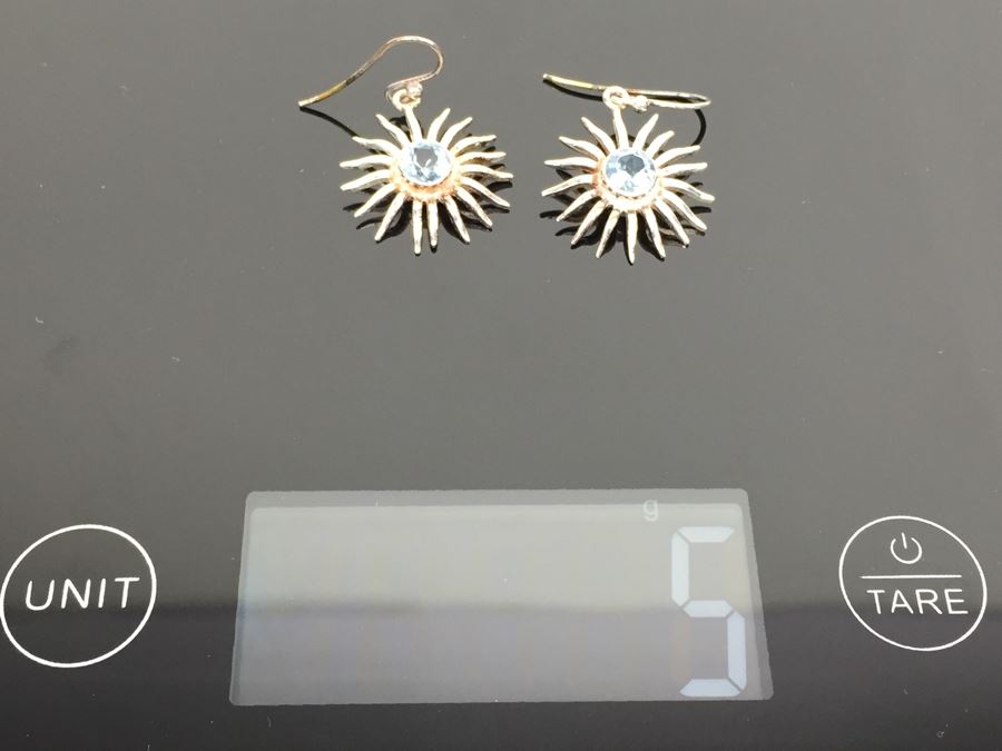Blue Topaz Drop Earrings In Sterling Silver [Photo 8]
