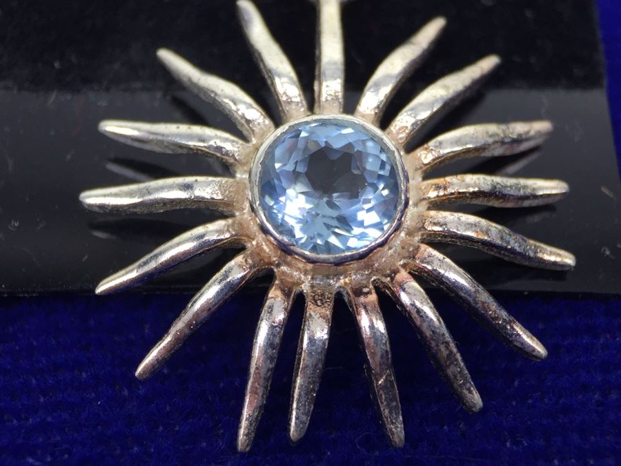 Blue Topaz Drop Earrings In Sterling Silver [Photo 5]