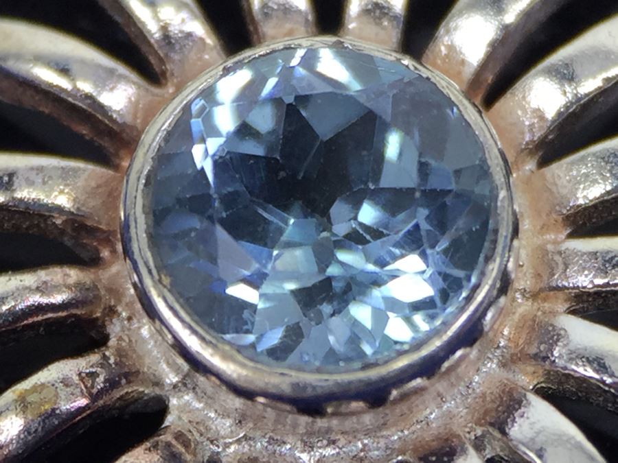 Blue Topaz Drop Earrings In Sterling Silver [Photo 3]