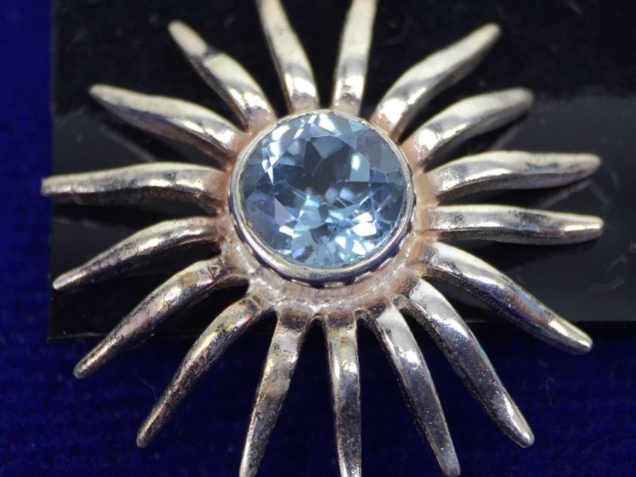 Blue Topaz Drop Earrings In Sterling Silver [Photo 2]