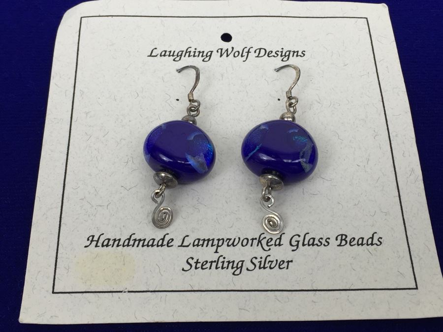 Laughing Wolf Designs Handmade Lampworked Glass Beads Sterling Silver NEW [Photo 1]