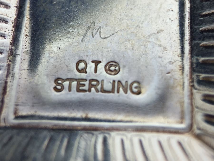 Sterling Silver Multi Stone Pendant Signed QT Sterling With Sterling Silver Italy Chain Necklace 7g [Photo 3]