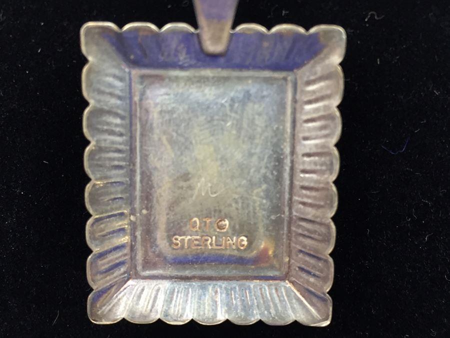 Sterling Silver Multi Stone Pendant Signed QT Sterling With Sterling Silver Italy Chain Necklace 7g [Photo 6]