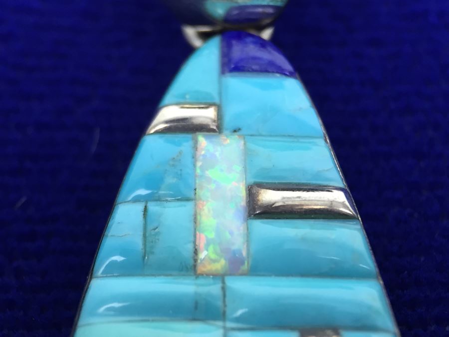 Sterling Silver Native American Pendant Signed WM With Sterling Silver Italy Necklace [Photo 10]