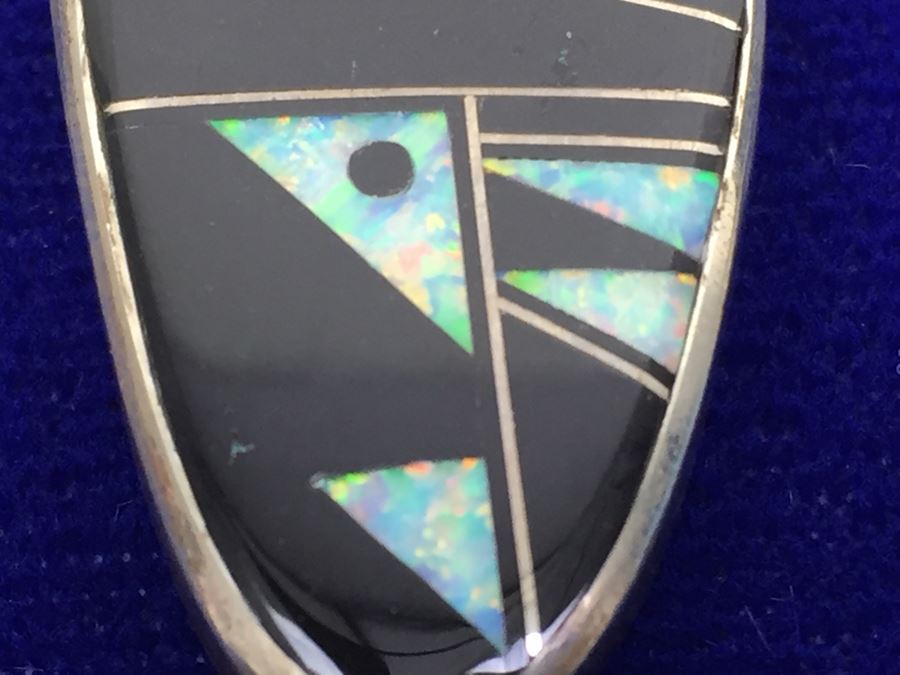 Sterling Silver Native American Pendant With Black Onyx Necklace 39g New With Tags [Photo 4]