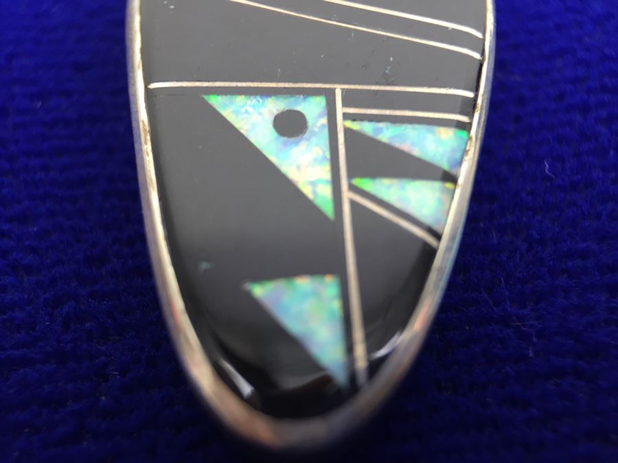 Sterling Silver Native American Pendant With Black Onyx Necklace 39g New With Tags [Photo 7]