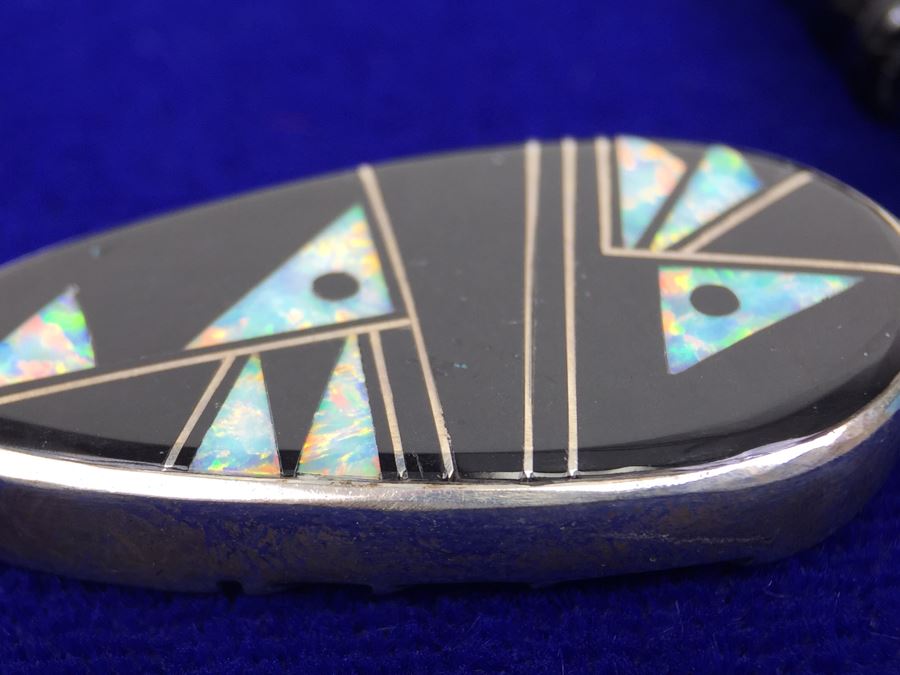 Sterling Silver Native American Pendant With Black Onyx Necklace 39g New With Tags [Photo 18]