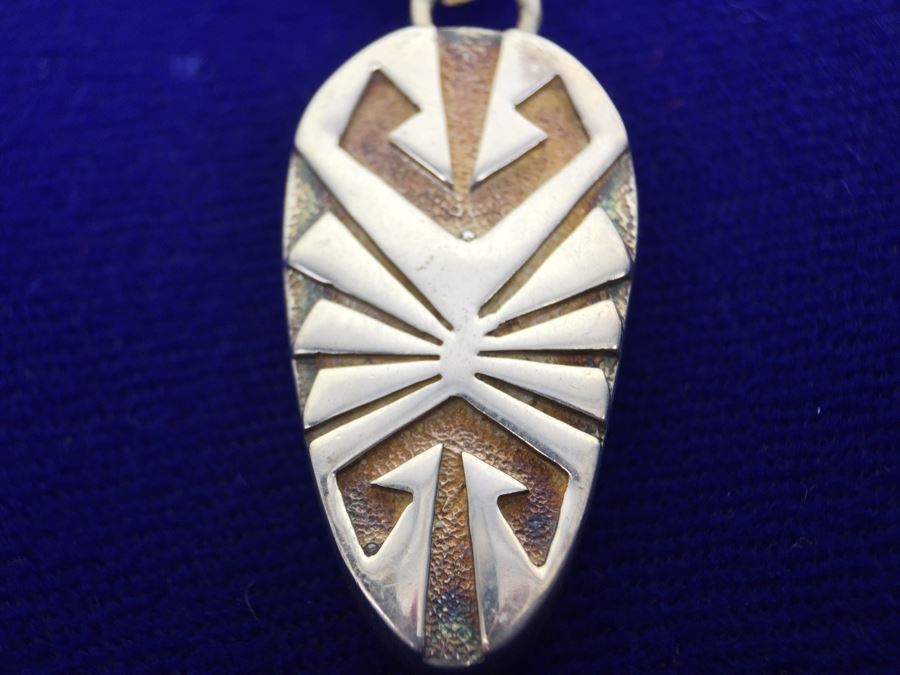 Sterling Silver Native American Pendant With Black Onyx Necklace 39g New With Tags [Photo 13]