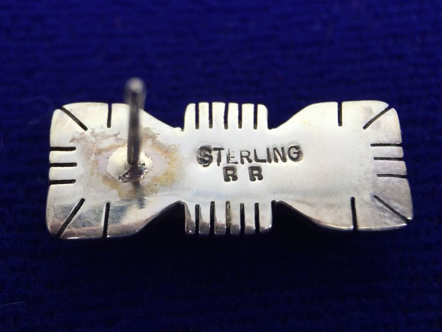 Sterling Silver Native American Earrings Signed R R NEW [Photo 8]