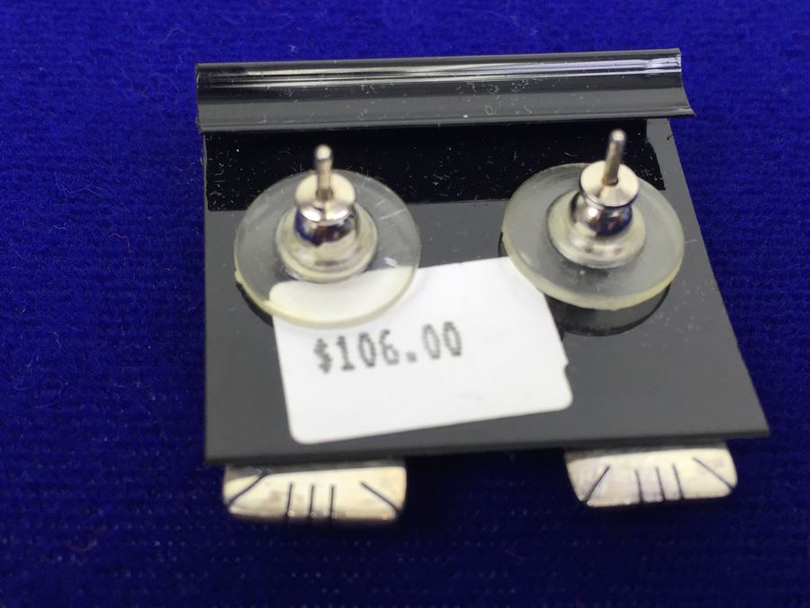 Sterling Silver Native American Earrings Signed R R NEW [Photo 5]