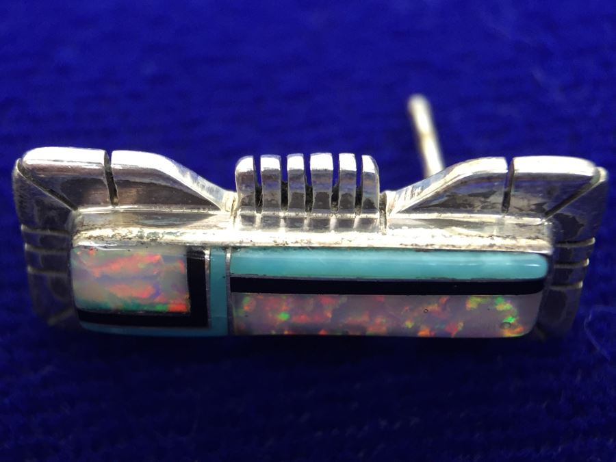 Sterling Silver Native American Earrings Signed R R NEW [Photo 2]