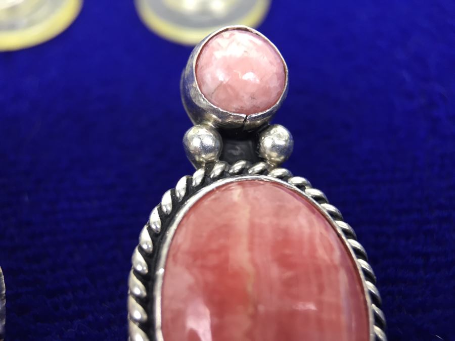 Sterling Silver Rhodochrosite Pierced Earrings 9g [Photo 6]