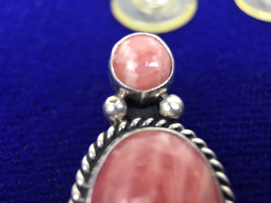 Sterling Silver Rhodochrosite Pierced Earrings 9g [Photo 5]