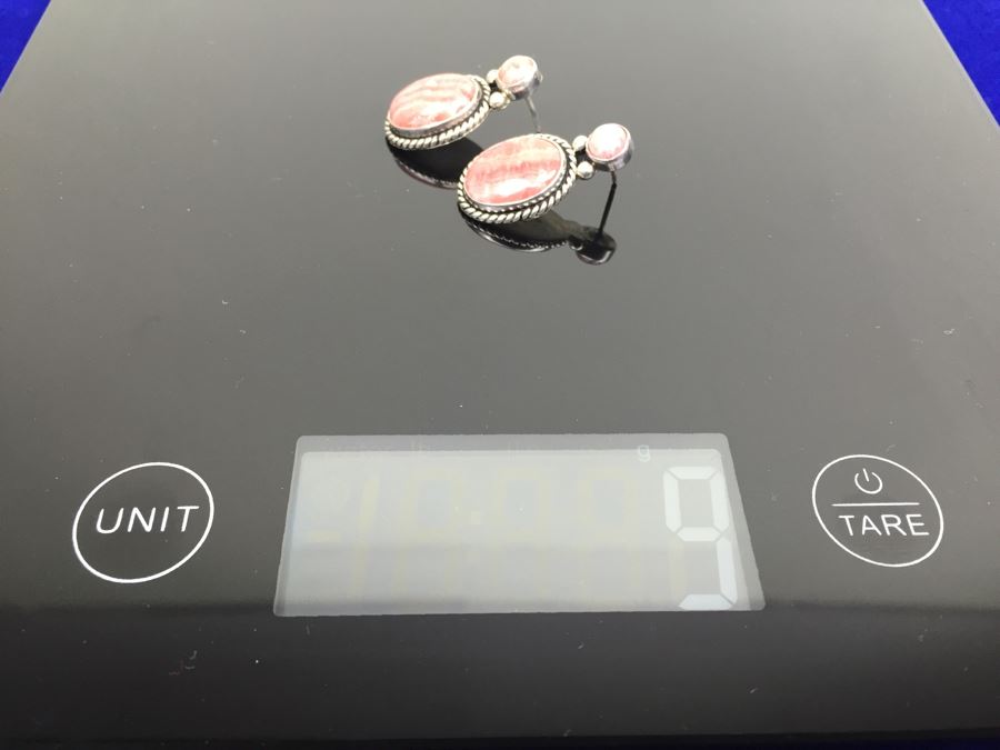 Sterling Silver Rhodochrosite Pierced Earrings 9g [Photo 9]