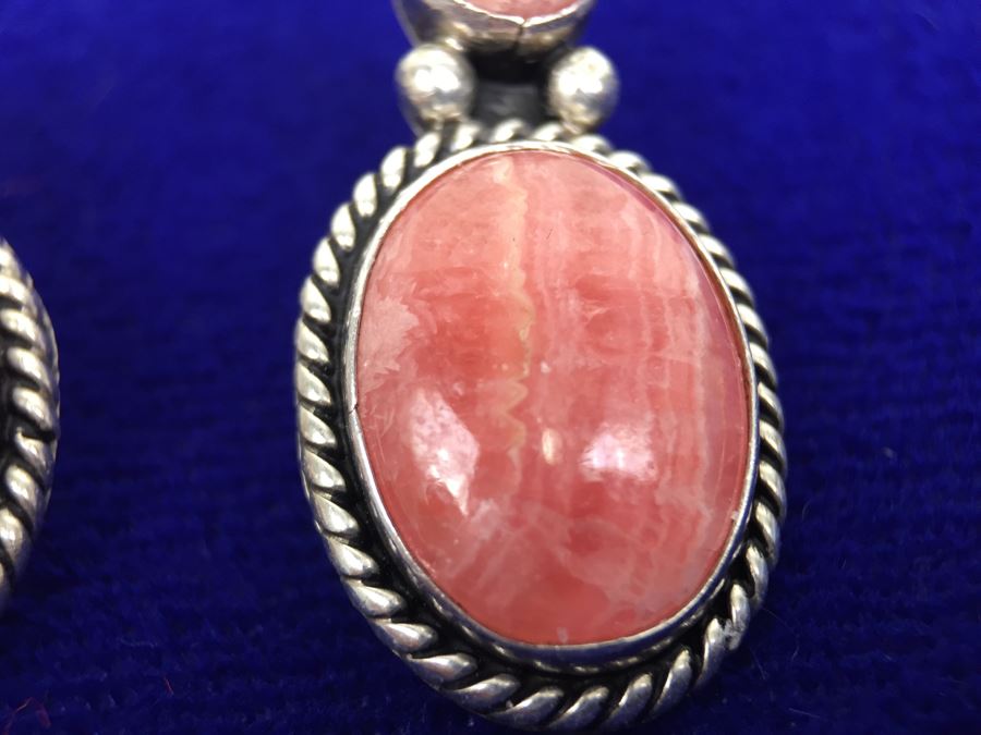 Sterling Silver Rhodochrosite Pierced Earrings 9g [Photo 7]