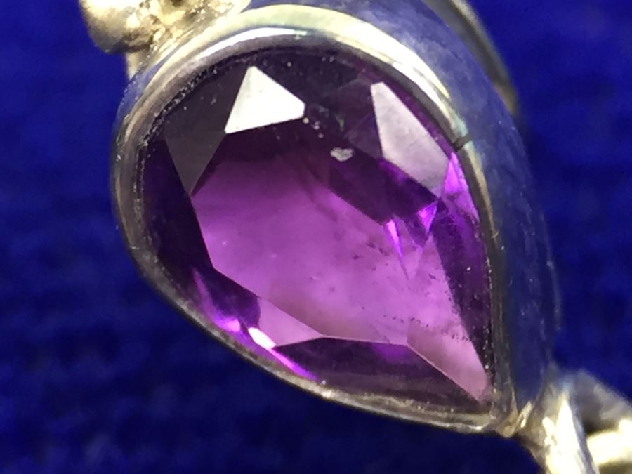 Sajen Sterling Silver Pierced Earrings With Abalone, Amethyst And Garnet [Photo 15]