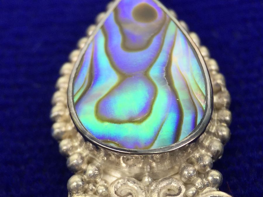 Sajen Sterling Silver Pierced Earrings With Abalone, Amethyst And Garnet [Photo 10]