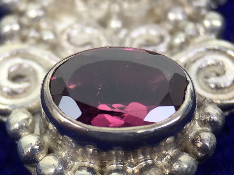 Sajen Sterling Silver Pierced Earrings With Abalone, Amethyst And Garnet [Photo 9]