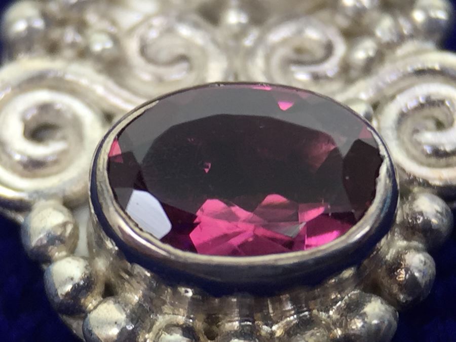 Sajen Sterling Silver Pierced Earrings With Abalone, Amethyst And Garnet [Photo 3]