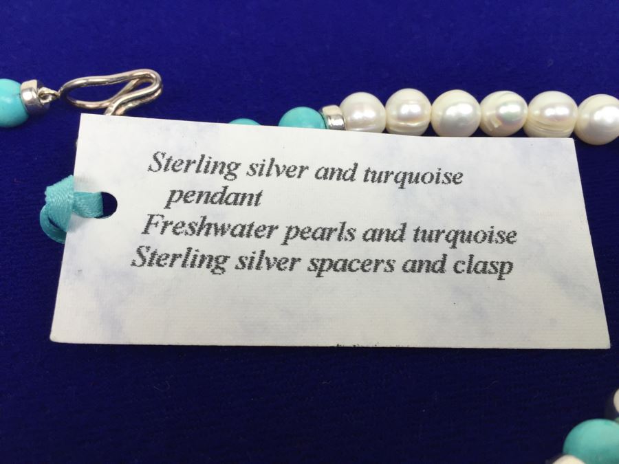 Sterling Silver And Turquoise Pendant With Freshwater Pearls, Turquoise And Sterling Silver Necklace [Photo 6]