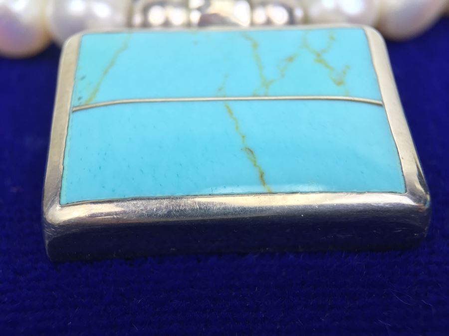 Sterling Silver And Turquoise Pendant With Freshwater Pearls, Turquoise And Sterling Silver Necklace [Photo 13]