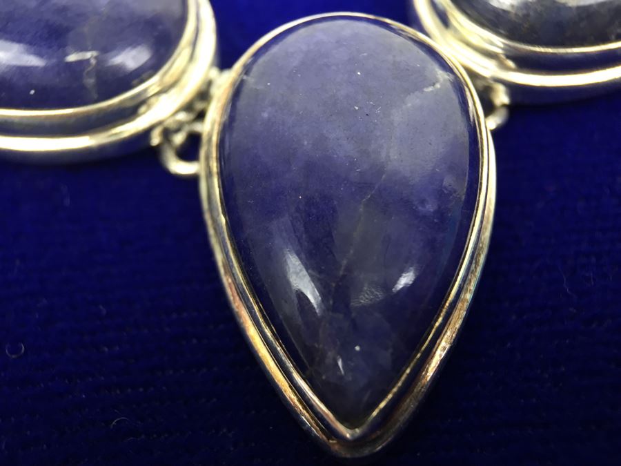 Genuine Blue Moonstone And Sterling Silver Necklace And Matching Earrings [Photo 10]