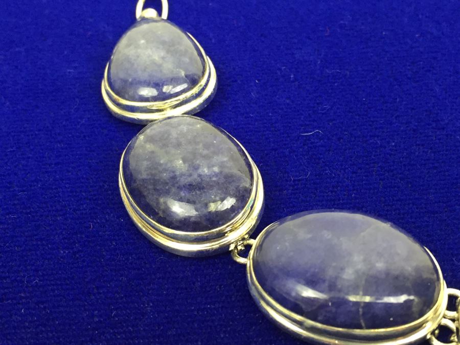 Genuine Blue Moonstone And Sterling Silver Necklace And Matching Earrings [Photo 8]