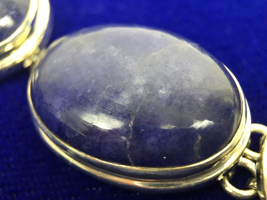 Genuine Blue Moonstone And Sterling Silver Necklace And Matching Earrings [Photo 11]