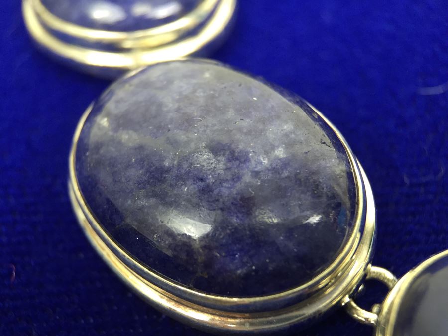 Genuine Blue Moonstone And Sterling Silver Necklace And Matching Earrings [Photo 12]