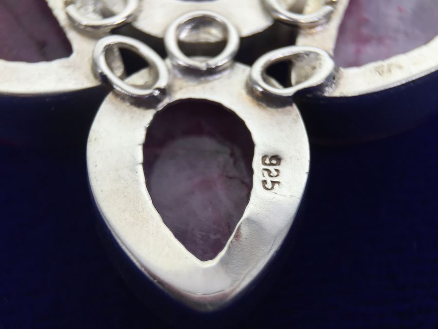 Statement Piece - Sterling Silver Moonstone And Rose Quartz Necklace With Matching Earrings [Photo 30]