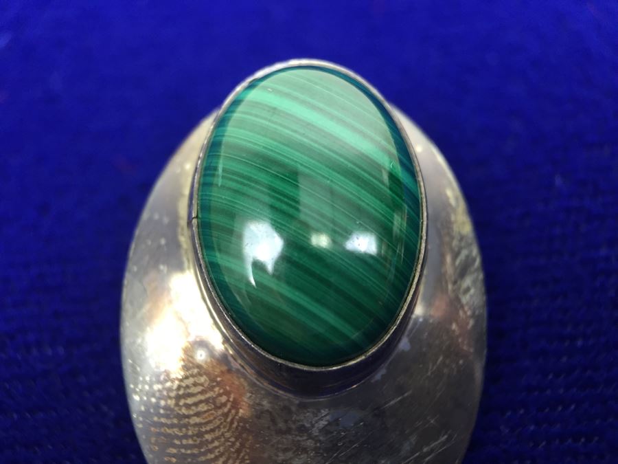 Vintage Sterling Silver Malachite Pierced Earrings 11g [Photo 2]