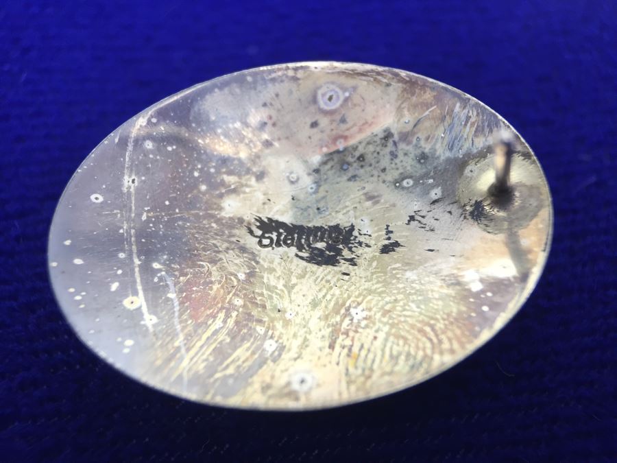 Vintage Sterling Silver Malachite Pierced Earrings 11g [Photo 3]