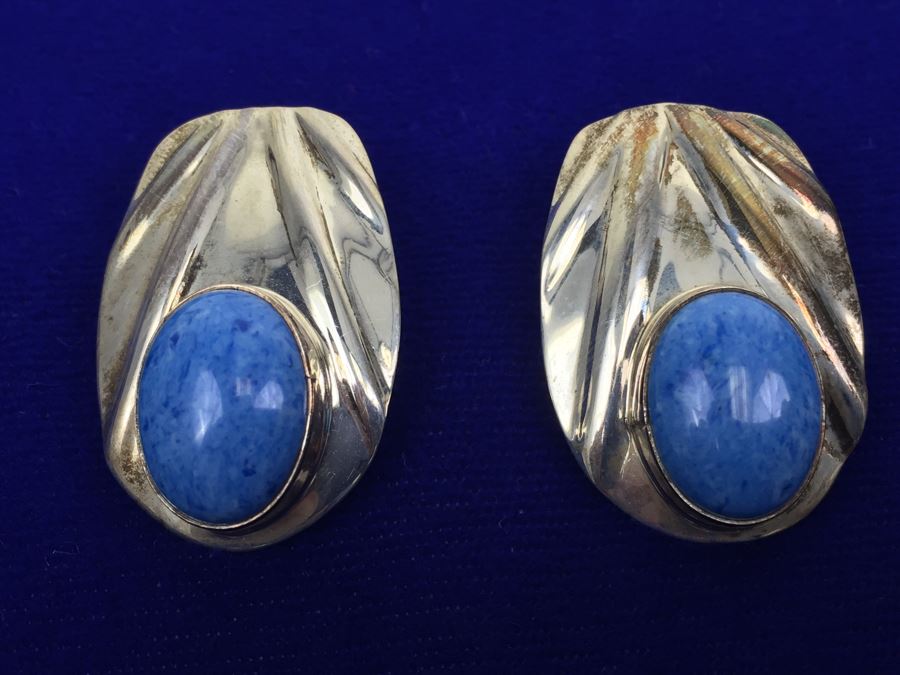 Vintage Sterling Silver Native American Pierced Earrings Signed G Sterling 11g [Photo 6]