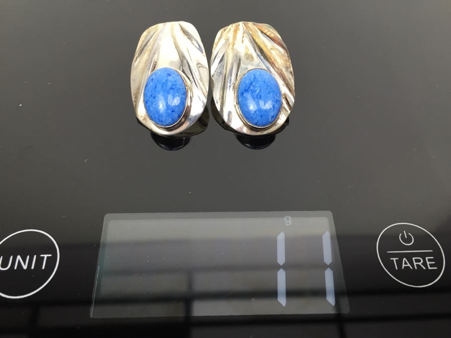 Vintage Sterling Silver Native American Pierced Earrings Signed G Sterling 11g [Photo 12]