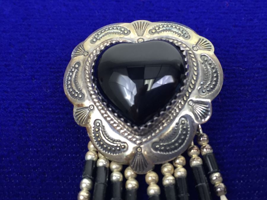 Sterling Silver And Black Onyx Native American Pierced Earrings [Photo 9]